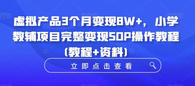 虚拟产品3个月变现8W+，小学教辅项目完整变现SOP操作教程(教程+资料)-哔搭谋事网-原创客谋事网