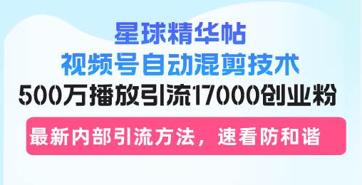 （13168期）星球精华帖视频号自动混剪技术，500万播放引流17000创业粉，最新内部引…-哔搭谋事网-原创客谋事网