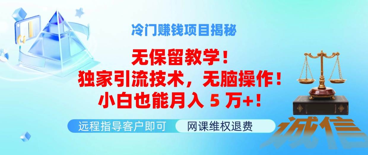 （11864期）冷门赚钱项目无保留教学！独家引流技术，无脑操作！小白也能月入5万+！-哔搭谋事网-原创客谋事网