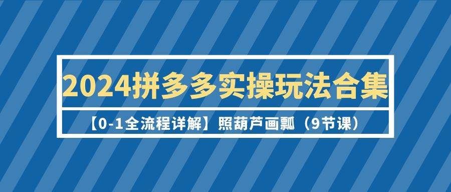 （9559期）2024拼多多实操玩法合集【0-1全流程详解】照葫芦画瓢（9节课）-哔搭谋事网-原创客谋事网