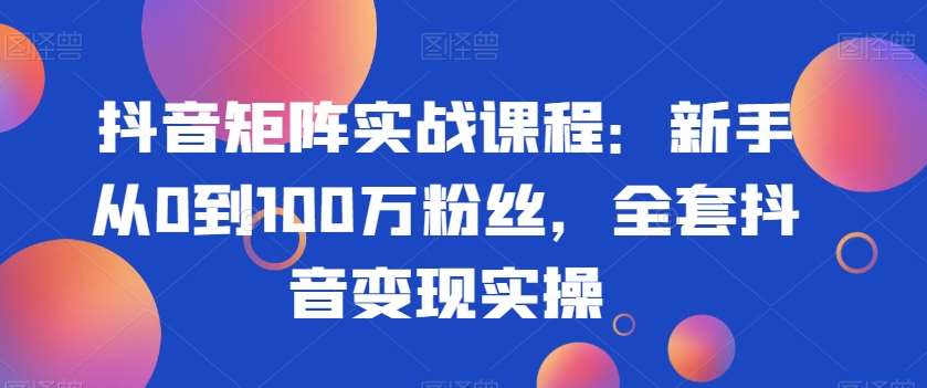 抖音矩阵实战课程：新手从0到100万粉丝，全套抖音变现实操-哔搭谋事网-原创客谋事网