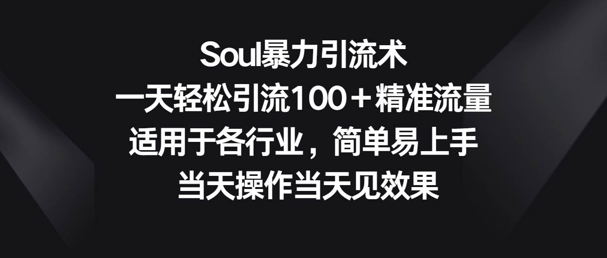 Soul暴力引流术，一天轻松引流100＋精准流量，适用于各行业，简单易上手！-哔搭谋事网-原创客谋事网