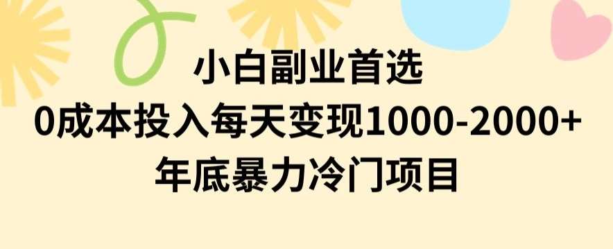 小白副业首选，0成本投入，每天变现1000-2000年底暴力冷门项目【揭秘】-哔搭谋事网-原创客谋事网