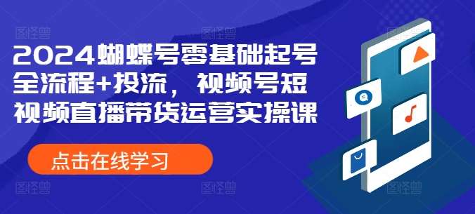 2024蝴蝶号零基础起号全流程+投流，视频号短视频直播带货运营实操课-哔搭谋事网-原创客谋事网