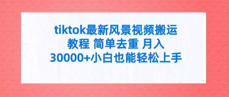 tiktok最新风景视频搬运教程 简单去重 月入3W+小白也能轻松上手【揭秘】-哔搭谋事网-原创客谋事网