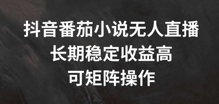 抖音番茄小说无人直播，长期稳定收益高，可矩阵操作【揭秘】-哔搭谋事网-原创客谋事网