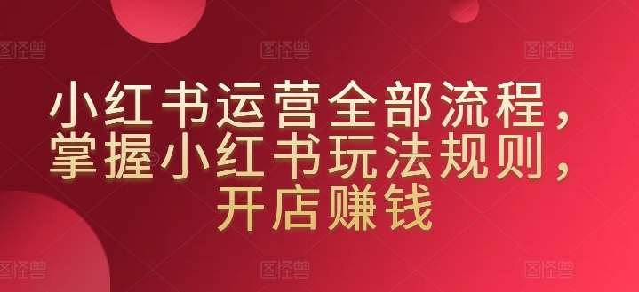 小红书运营全部流程，掌握小红书玩法规则，开店赚钱-哔搭谋事网-原创客谋事网