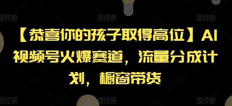 【恭喜你的孩子取得高位】AI视频号火爆赛道，流量分成计划，橱窗带货【揭秘】-哔搭谋事网-原创客谋事网