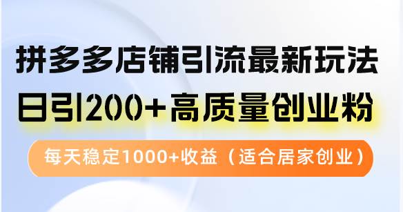 （12893期）拼多多店铺引流最新玩法，日引200+高质量创业粉，每天稳定1000+收益（…-哔搭谋事网-原创客谋事网