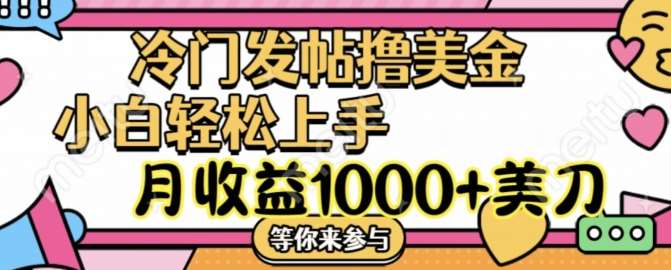 冷门发帖撸美金项目，月收益1000+美金，简单无脑，干就完了【揭秘】-哔搭谋事网-原创客谋事网