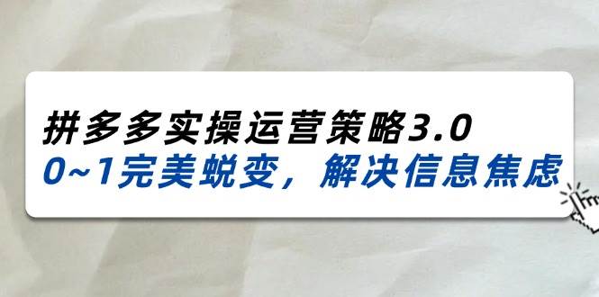 （11658期）2024_2025拼多多实操运营策略3.0，0~1完美蜕变，解决信息焦虑（38节）-哔搭谋事网-原创客谋事网