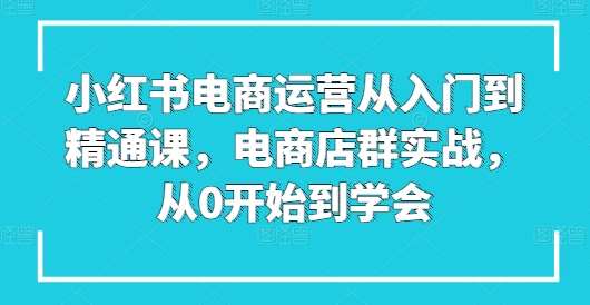 小红书电商运营从入门到精通课，电商店群实战，从0开始到学会-哔搭谋事网-原创客谋事网