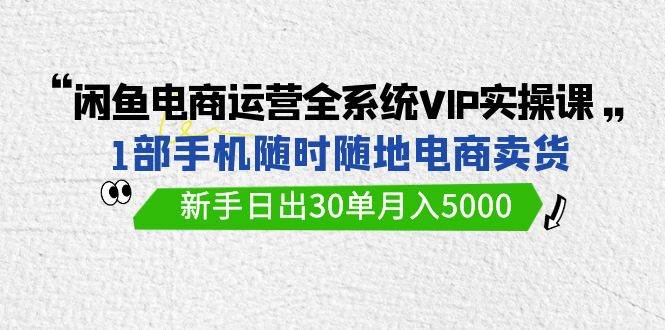 （9547期）闲鱼电商运营全系统VIP实战课，1部手机随时随地卖货，新手日出30单月入5000-哔搭谋事网-原创客谋事网