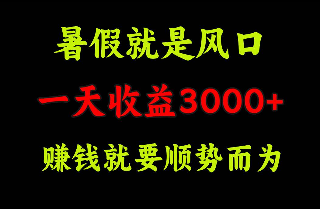 （11670期）一天收益3000+ 赚钱就是顺势而为，暑假就是风口-哔搭谋事网-原创客谋事网