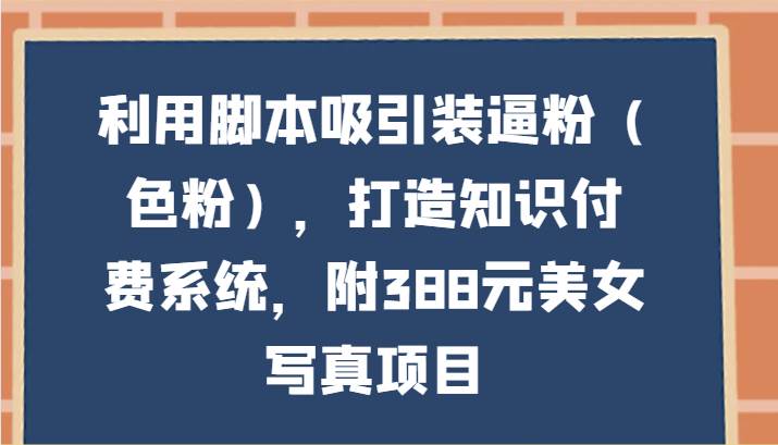 利用脚本吸引装逼粉（色粉），打造知识付费系统，附388元美女写真项目-哔搭谋事网-原创客谋事网