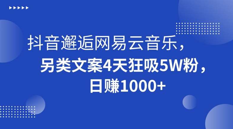 抖音邂逅网易云音乐，另类文案4天狂吸5W粉，日赚1000+【揭秘】-哔搭谋事网-原创客谋事网