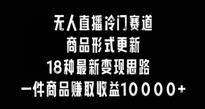 无人直播冷门赛道，商品形式更新，18种变现思路，一件商品赚取收益10000+【揭秘】-哔搭谋事网-原创客谋事网