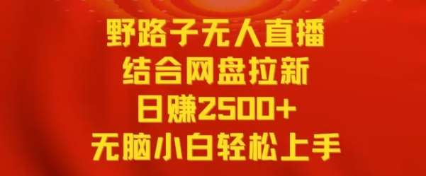 野路子无人直播结合网盘拉新，日赚2500+，小白无脑轻松上手【揭秘】-哔搭谋事网-原创客谋事网