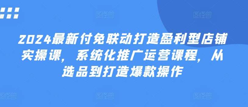 2024最新付免联动打造盈利型店铺实操课，​系统化推广运营课程，从选品到打造爆款操作-哔搭谋事网-原创客谋事网