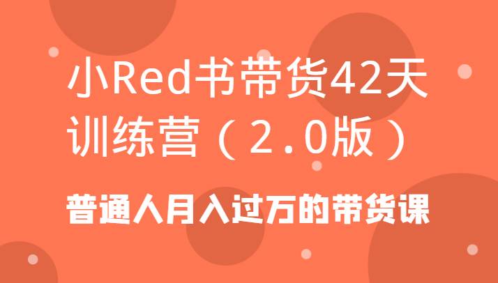 小Red书带货42天训练营（2.0版）普通人月入过万的带货课-哔搭谋事网-原创客谋事网