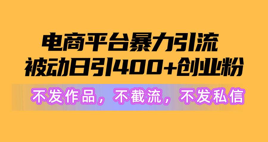 （10168期）电商平台暴力引流,被动日引400+创业粉不发作品，不截流，不发私信-哔搭谋事网-原创客谋事网