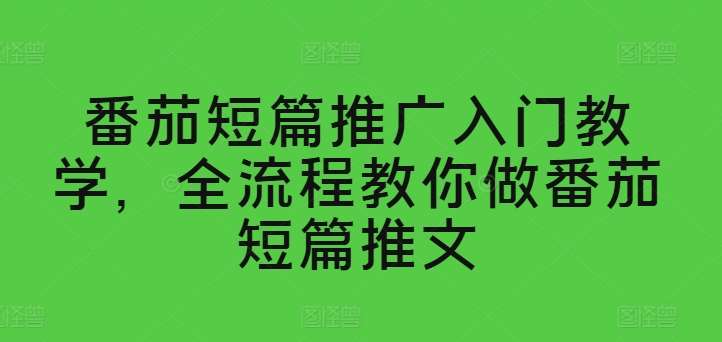 番茄短篇推广入门教学，全流程教你做番茄短篇推文-哔搭谋事网-原创客谋事网