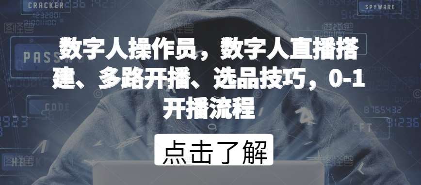 数字人操作员，数字人直播搭建、多路开播、选品技巧，0-1开播流程-哔搭谋事网-原创客谋事网