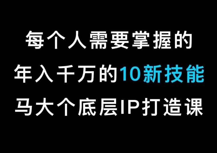 马大个的IP底层逻辑课，​每个人需要掌握的年入千万的10新技能，约会底层IP打造方法！-哔搭谋事网-原创客谋事网