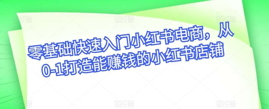 零基础快速入门小红书电商，从0-1打造能赚钱的小红书店铺-哔搭谋事网-原创客谋事网