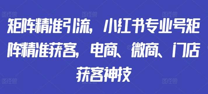 矩阵精准引流，小红书专业号矩阵精准获客，电商、微商、门店获客神技-哔搭谋事网-原创客谋事网