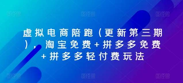 虚拟电商陪跑(更新第三期)，淘宝免费+拼多多免费+拼多多轻付费玩法-哔搭谋事网-原创客谋事网