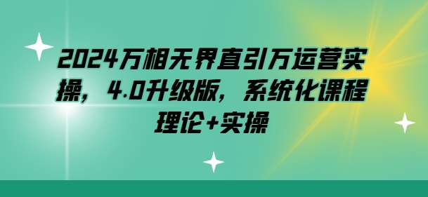 2024万相无界直引万运营实操，4.0升级版，系统化课程 理论+实操-哔搭谋事网-原创客谋事网