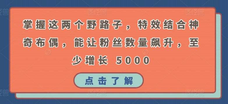 掌握这两个野路子，特效结合神奇布偶，能让粉丝数量飙升，至少增长 5000【揭秘】-哔搭谋事网-原创客谋事网