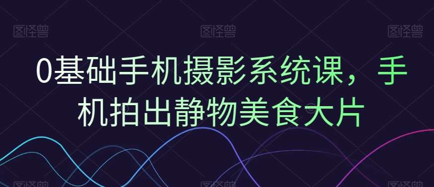 0基础手机摄影系统课，手机拍出静物美食大片-哔搭谋事网-原创客谋事网