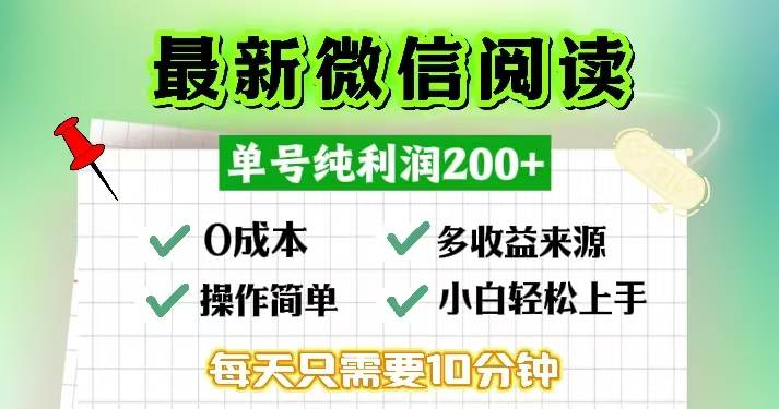 （13108期）微信阅读最新玩法，每天十分钟，单号一天200+，简单0零成本，当日提现-哔搭谋事网-原创客谋事网