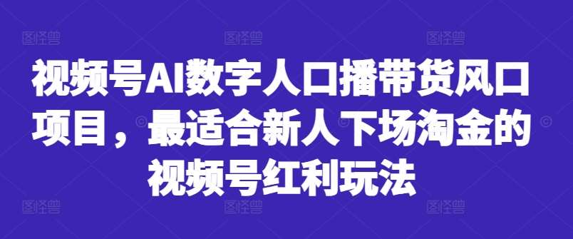 视频号AI数字人口播带货风口项目，最适合新人下场淘金的视频号红利玩法-哔搭谋事网-原创客谋事网