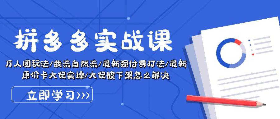 （10865期）拼多多·实战课：万人团玩法/截流自然流/最新强付费打法/最新原价卡大促..-哔搭谋事网-原创客谋事网