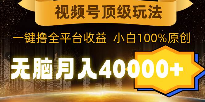 （9281期）视频号顶级玩法，无脑月入40000+，一键撸全平台收益，纯小白也能100%原创-哔搭谋事网-原创客谋事网