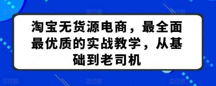 淘宝无货源电商，最全面最优质的实战教学，从基础到老司机-哔搭谋事网-原创客谋事网