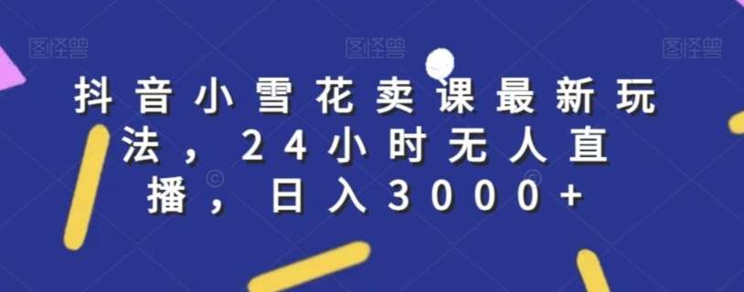 抖音小雪花卖课最新玩法，24小时无人直播，日入3000+【揭秘】-哔搭谋事网-原创客谋事网