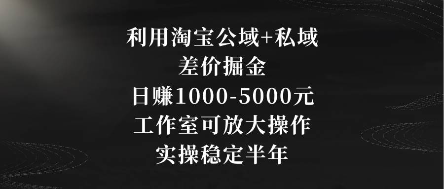 （8952期）利用淘宝公域+私域差价掘金，日赚1000-5000元，工作室可放大操作，实操…-哔搭谋事网-原创客谋事网