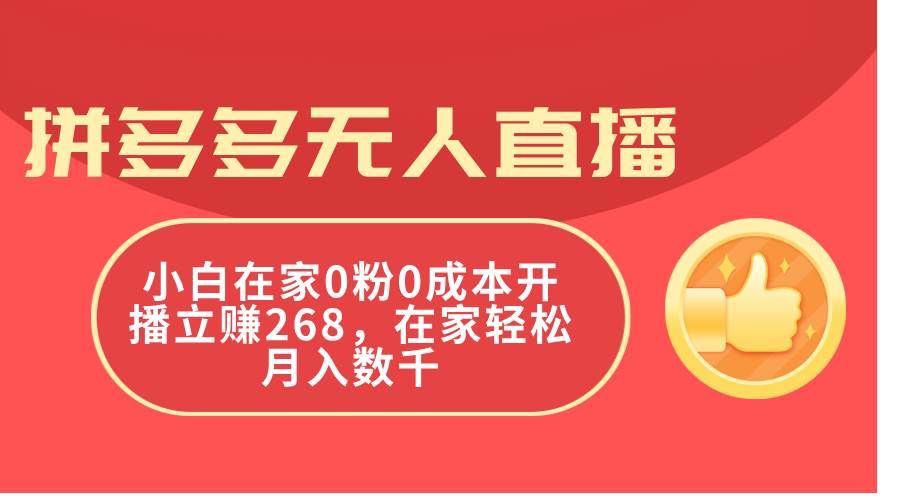 （11521期）拼多多无人直播，小白在家0粉0成本开播立赚268，在家轻松月入数千-哔搭谋事网-原创客谋事网