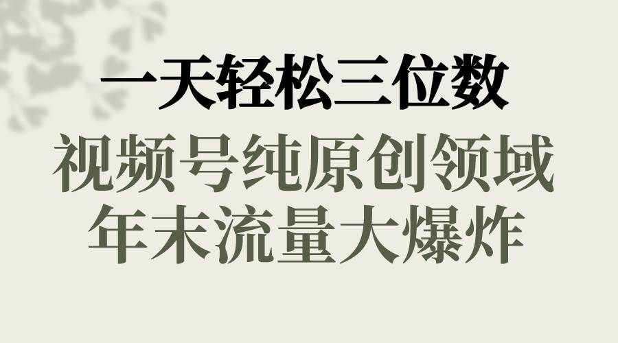 （8647期）一天轻松三位数，视频号纯原创领域，春节童子送祝福，年末流量大爆炸，-哔搭谋事网-原创客谋事网