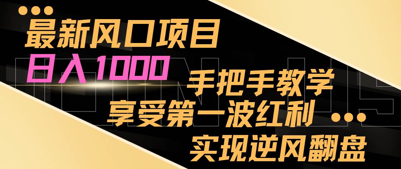 最新风口项目，日入1000，手把手教学，享受第一波红利，实现逆风翻盘-哔搭谋事网-原创客谋事网