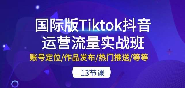 国际版Tiktok抖音运营流量实战班：账号定位/作品发布/热门推送/等等-13节-哔搭谋事网-原创客谋事网