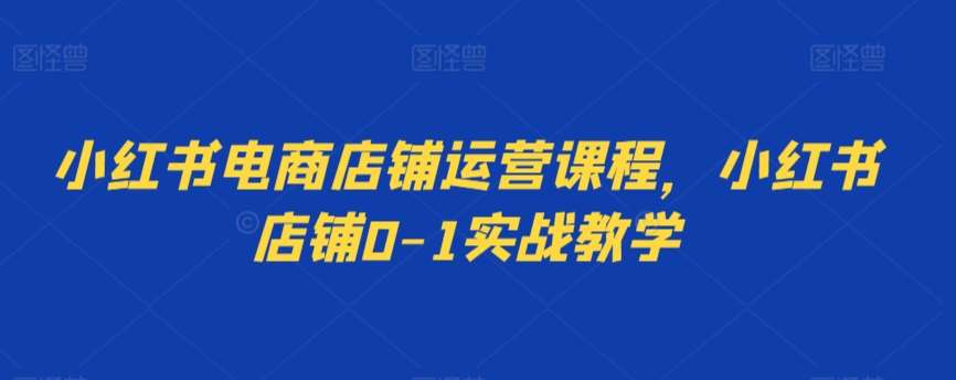 小红书电商店铺运营课程，小红书店铺0-1实战教学-哔搭谋事网-原创客谋事网