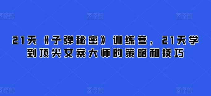 21天《子弹秘密》训练营，21天学到顶尖文案大师的策略和技巧-哔搭谋事网-原创客谋事网