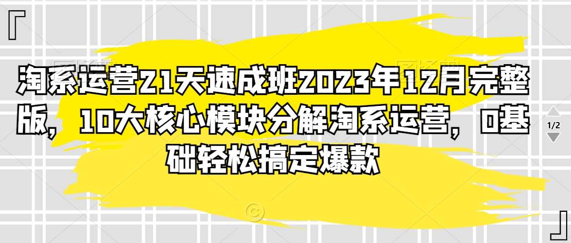 淘系运营21天速成班2023年12月完整版，10大核心模块分解淘系运营，0基础轻松搞定爆款-哔搭谋事网-原创客谋事网