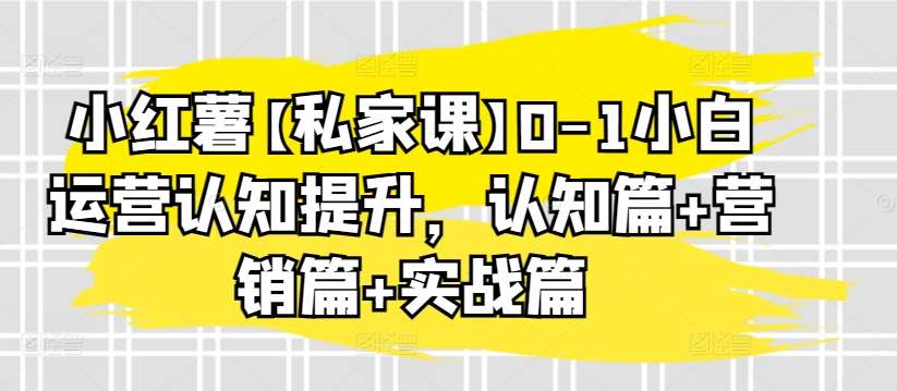 小红薯【私家课】0-1小白运营认知提升，认知篇+营销篇+实战篇-哔搭谋事网-原创客谋事网