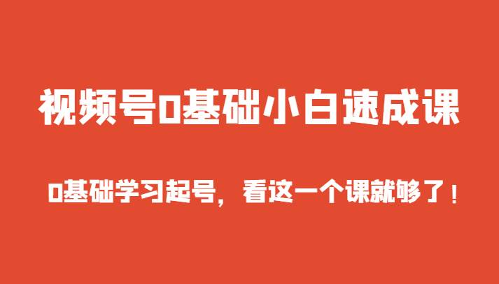 视频号0基础小白速成课，0基础学习起号，看这一个课就够了！-哔搭谋事网-原创客谋事网